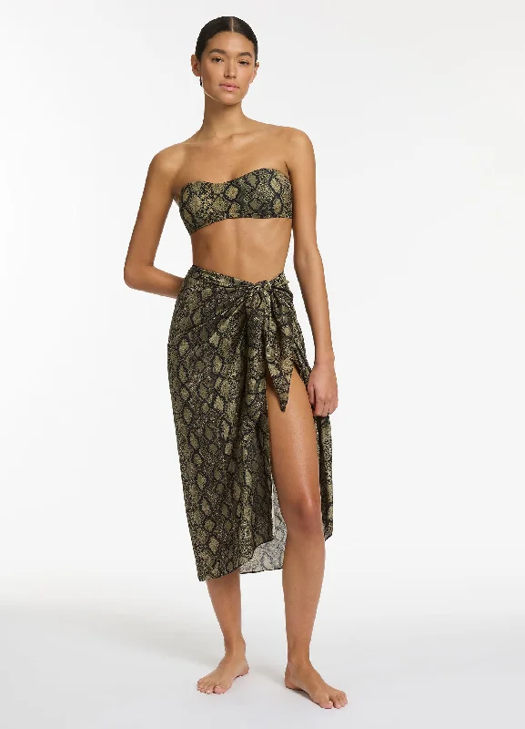 Celebrate the Weekend with Discounts Python Sarong - Olive