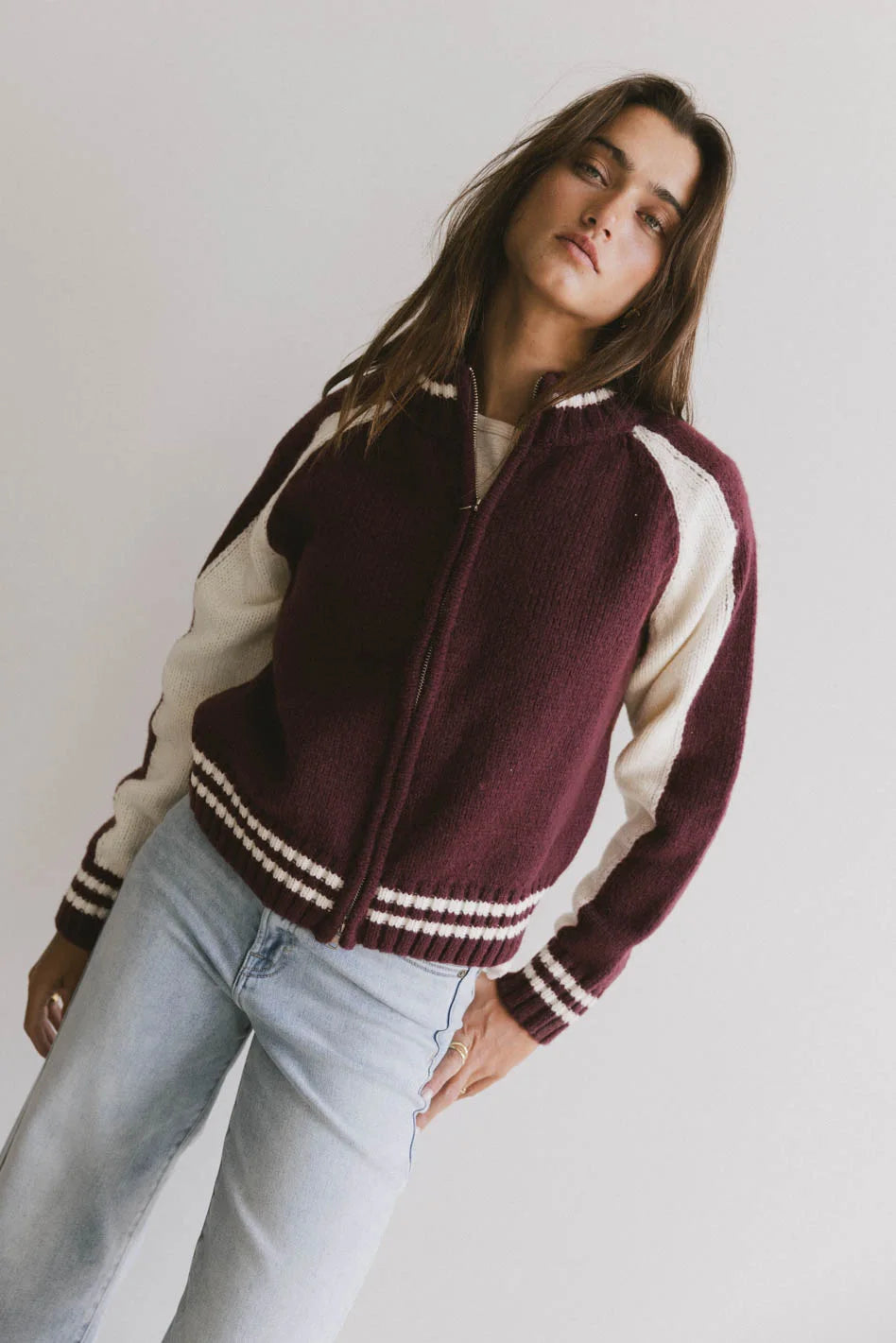 Weekend Specials to Indulge In Sebastian Knit Jacket in Burgundy - FINAL SALE