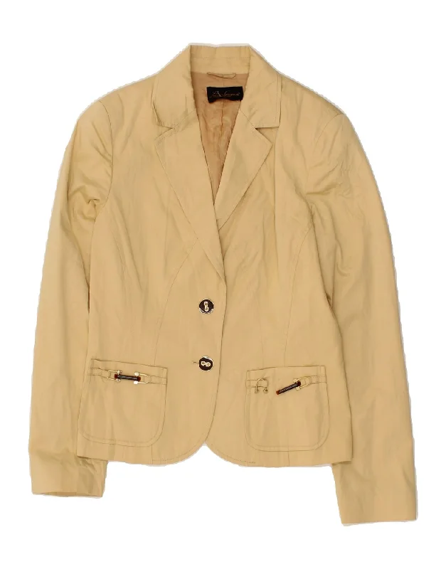 Mega Discount LUISA SPAGNOLI Womens 2 Button Blazer Jacket IT 42 Medium Beige Cotton