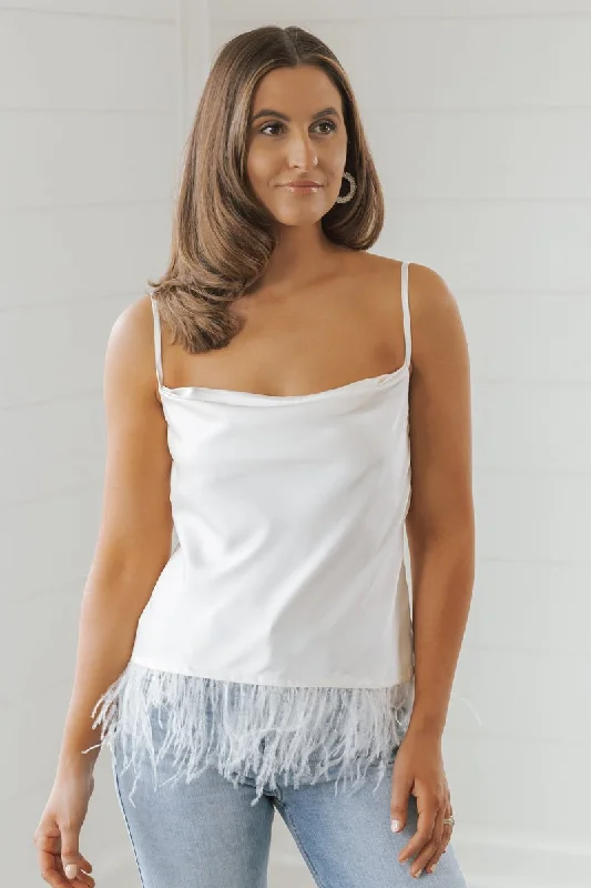 Online Exclusive Ivory Cowl Neck Cami Tank Top - FINAL SALE