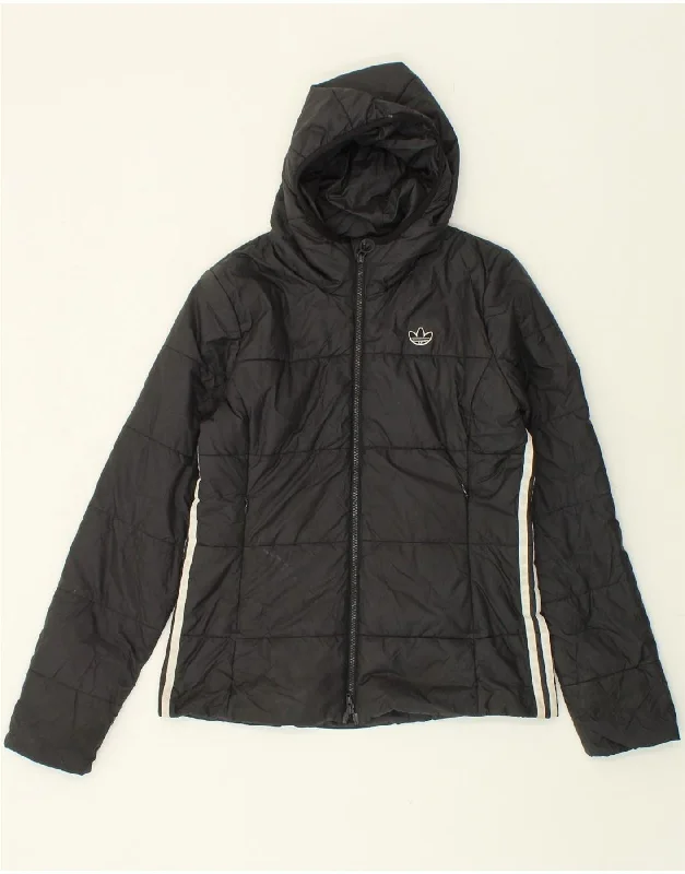 Weekend Deals That Amaze ADIDAS Womens Hooded Padded Jacket UK 14 Medium  Black Polyester