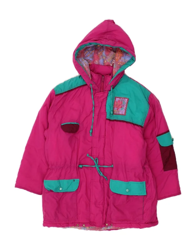 Weekend Specials to Relish VINTAGE Womens Hooded Windbreaker Jacket UK 14 Medium Pink Colourblock
