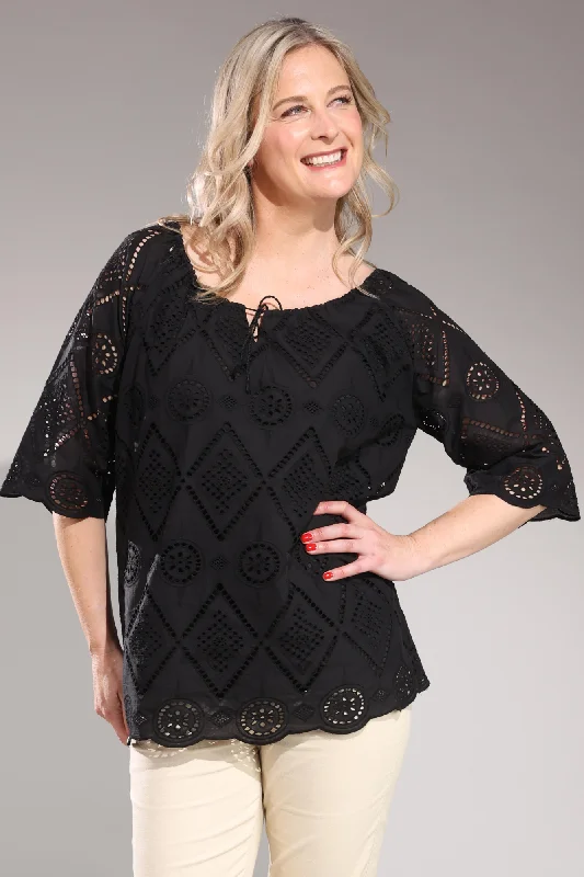 Weekend Savings Extravaganza Cotton Broderie Anglaise Tunic | Black | 6413A1