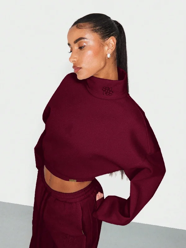 Huge Savings SUMWON WOMEN Cropped High Neck Drop Shoulder Sweatshirt With Small Embroidery