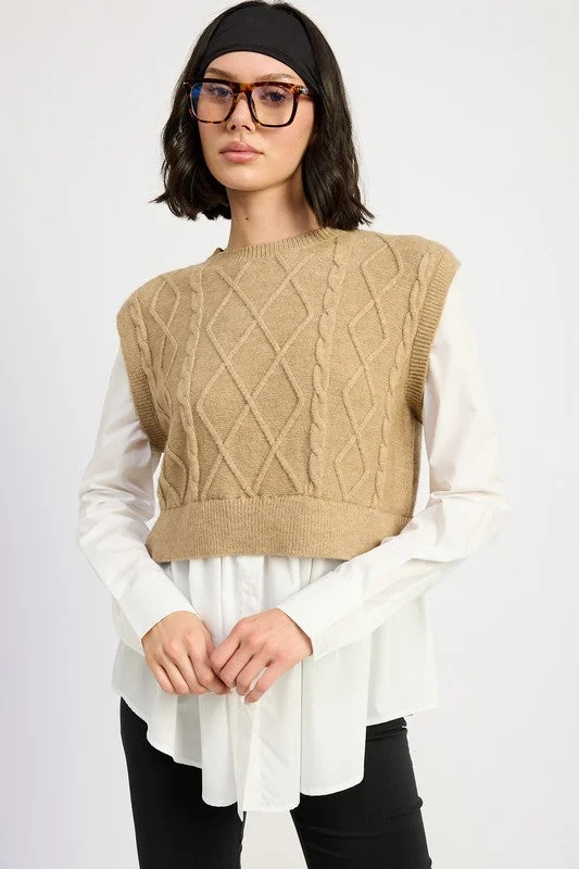 Special Discount CABLE TWO FER SWEATER TOP