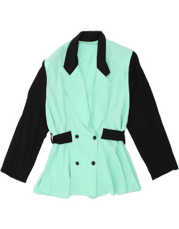 Weekend Offers That Please VINTAGE Womens Double Breasted Blazer Jacket UK 18 XL Turquoise