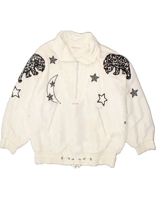 Weekend Savings Extravaganza STEINEBRONN Womens Graphic Anorak Jacket EU 46 XL White Geometric Nylon