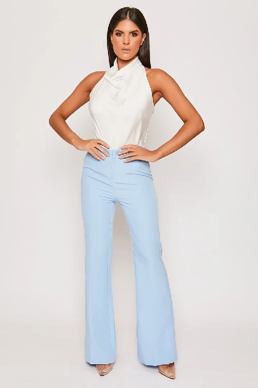 Weekend Savings Extravaganza Imogen - White Satin Cowl Neck Backless Halter Top