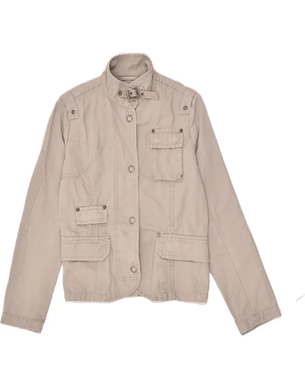 Super Deal MARLBORO CLASSICS Womens Bomber Jacket EU 40 Medium Grey Cotton