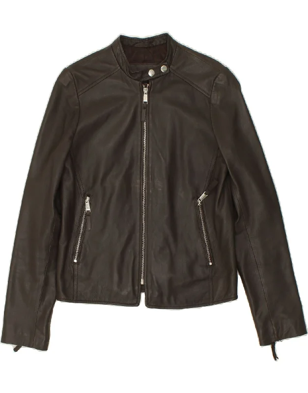 Final Clearance CONBIPEL Womens Leather Jacket IT 42 Medium Brown Leather