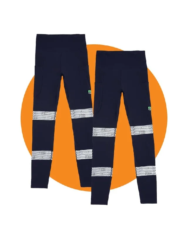 Final Offer Tradies WP-9WT Womens Taped Work Legging Twin Value Pack - Navy
