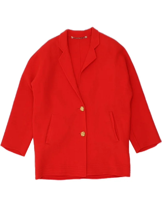 Now Available VINTAGE Womens Loose Fit 2 Button Blazer Jacket IT 44 Medium Red Wool