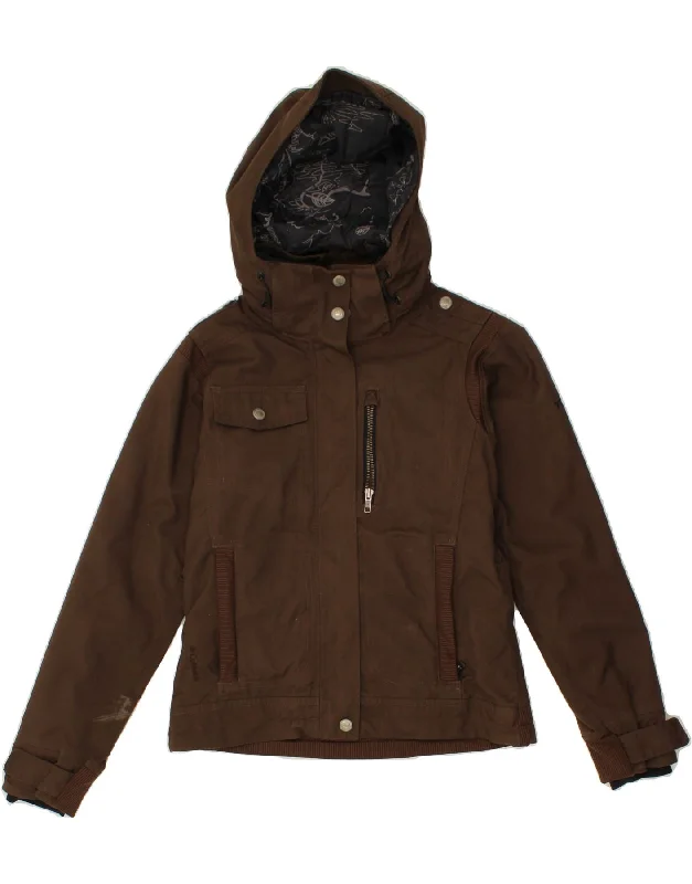 Overstock Clearance COLUMBIA Womens Hooded Windbreaker Jacket UK 10 Small Brown Polyamide