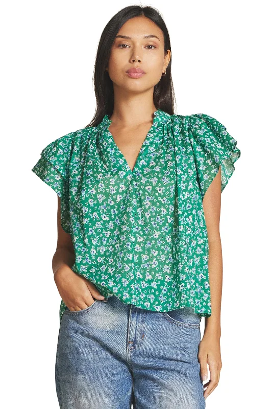 Weekend Savings Fiesta Trovata Birds of Paradis Clover Blouse in Spirulina Flower