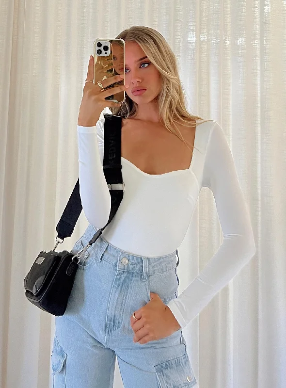Weekend Deals That Excite Alberta Long Sleeve Bodysuit White