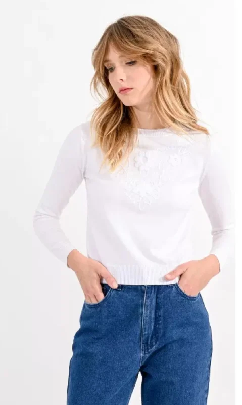 Weekend Savings Sensation Molly Bracken White Cropped Sweater