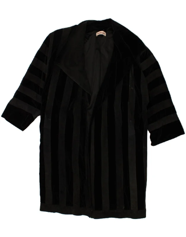 Weekend Discounts to Snag ROCCOBAROCCO Womens Oversized Overcoat IY 40 Small Black Striped Cotton