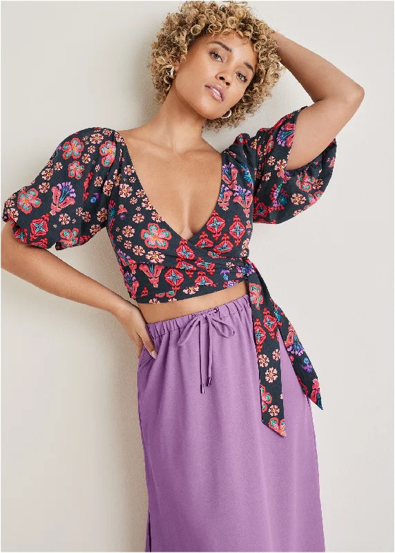 Unbeatable Prices Linen Wrap Top - Modern Folk Floral