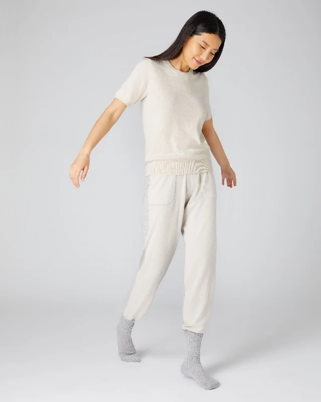 Unwind with Weekend Discounts Women's Milly Classic Cashmere T-Shirt Ecru White