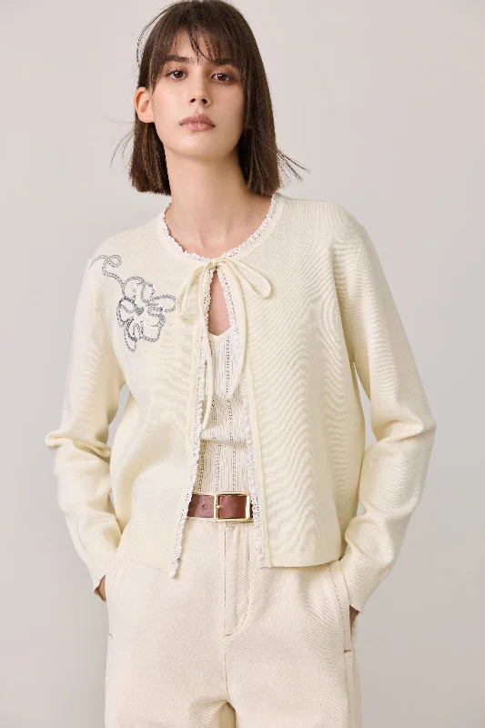 Unmissable Offer LILY Lace Embroidered Ballet-Style Cardigan
